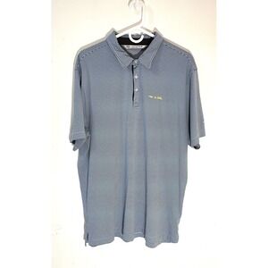 Travis Mathew Golf Polo Shirt‎ Mens Blue Striped Short Sleeve Casual Top